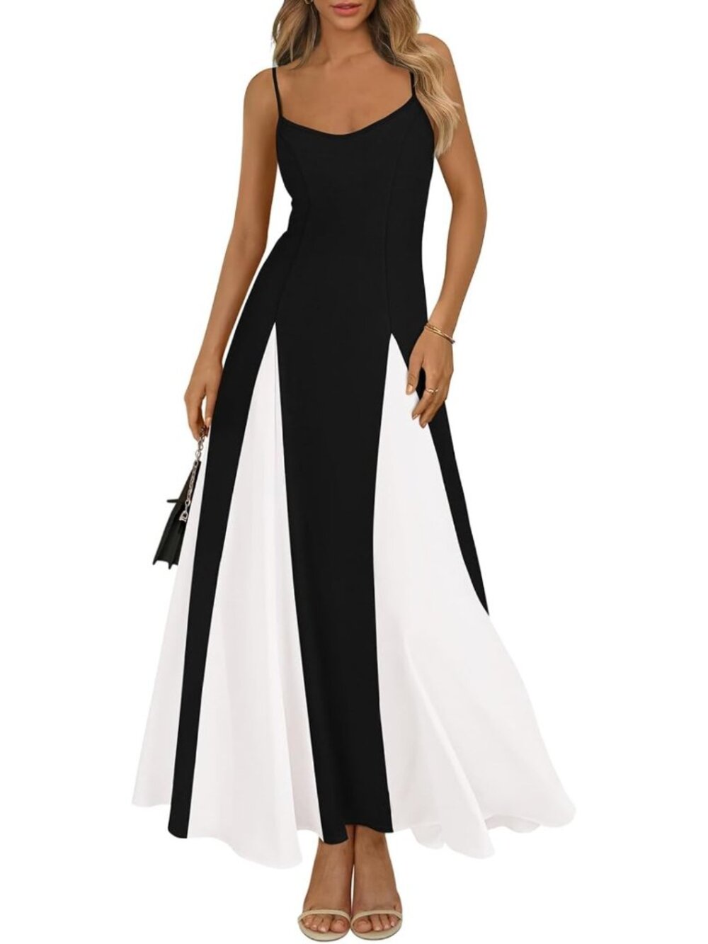 Flowy Backless Maxi Dress for Women - Spaghetti Strap Sleeveless Summer Wedding